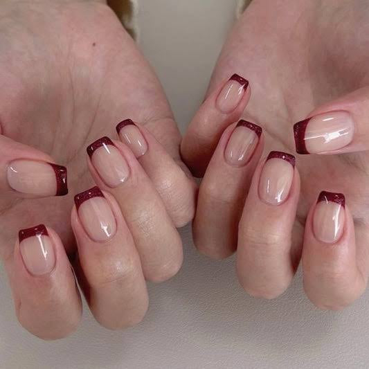 Maroon French Tips