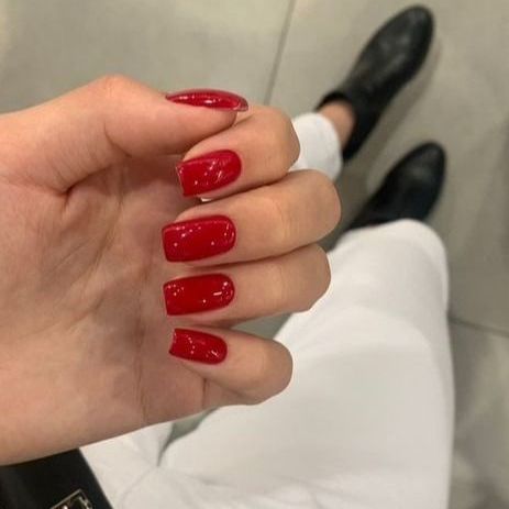 Glossy Red Nails