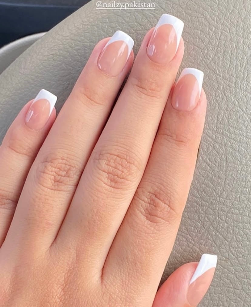 French Tips With Natural Nude Base