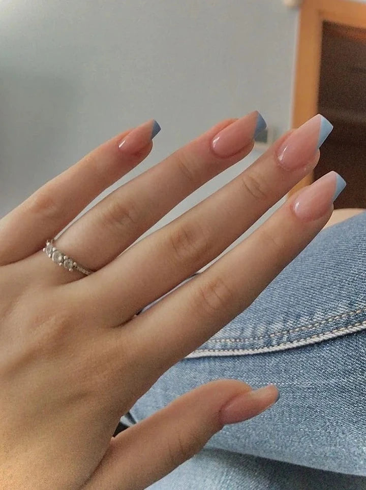 Pastel Blue French Tips