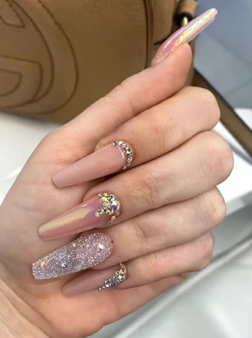 Glazed Nails with Rhinestones