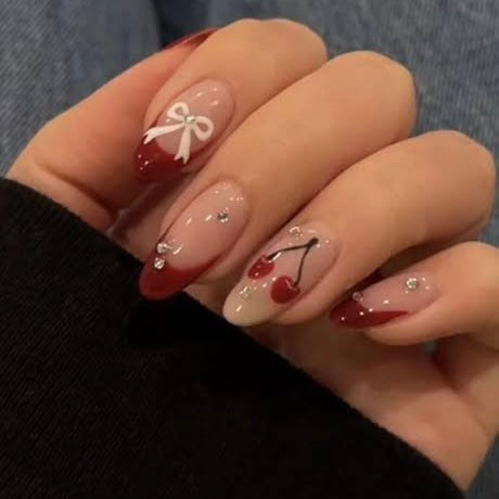 Cherry French Tips