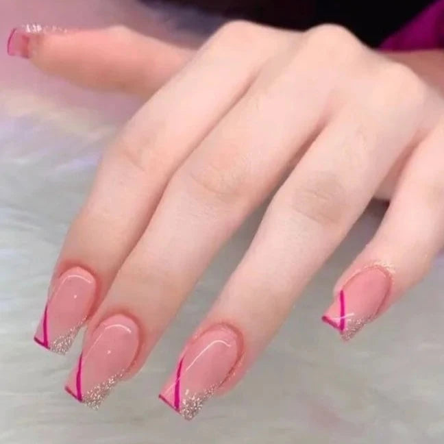 PinkXGlitter V-French Tips