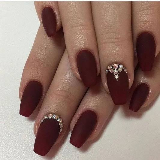 Matte Maroon X Rhinestones