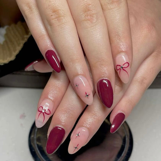 Burgundy Bows with Crystal Accents