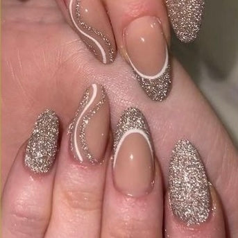 Gold Flashy Glitter French