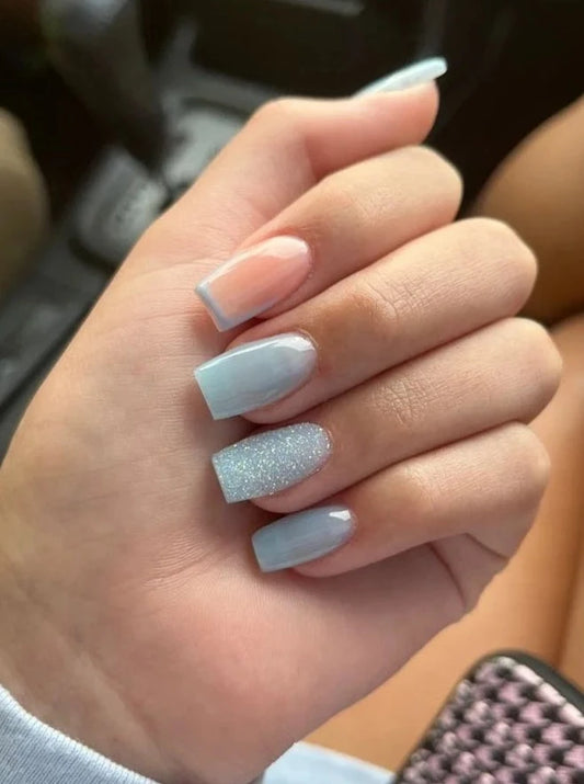 Minimal Pastel Blue Nails