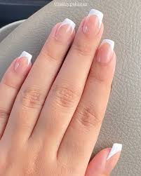 French Tips With Natural Nude Base