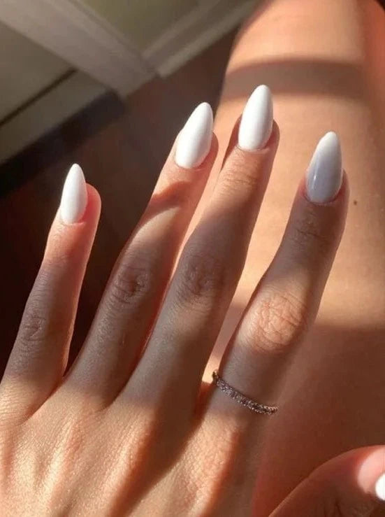 Glossy White Nails