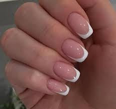 French Tips With Nude Pink Base