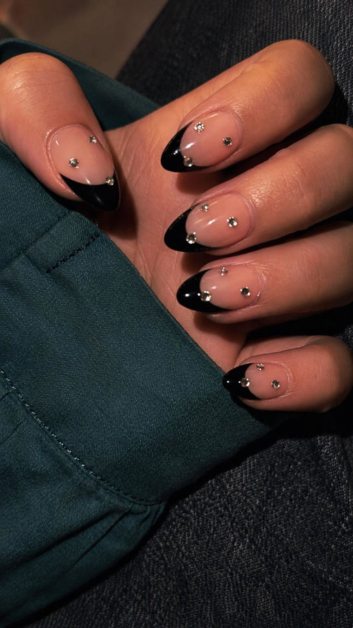 Black French with rhinestones