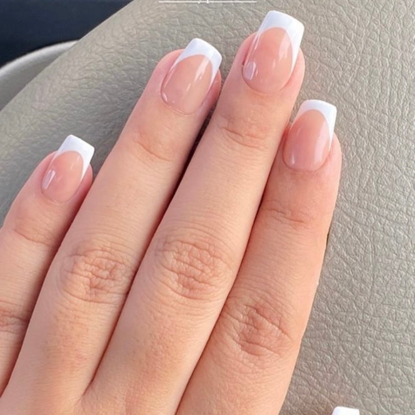 French Tips with Natural Nude Base