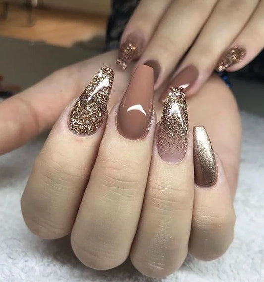 Nude Brown With Glitter Accent