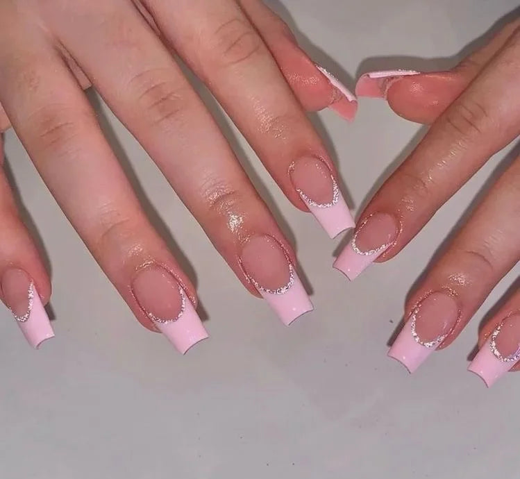 Pastel Pink Flashy French Tips